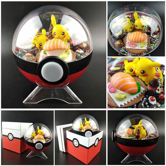 Pokeball de Pokémon con bioma y caja de regalo